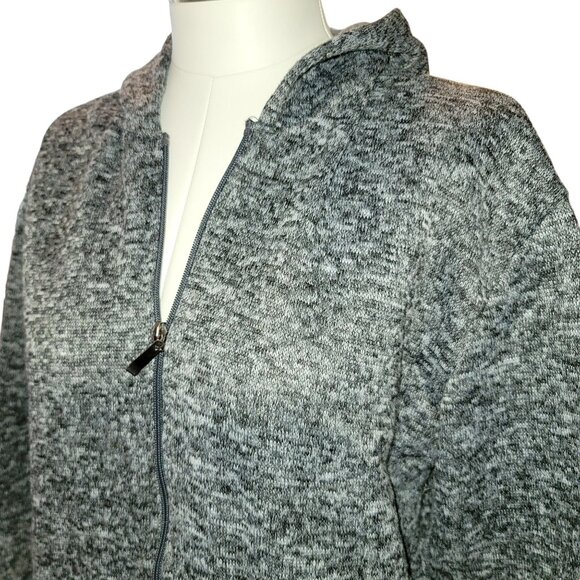 Store 68 Fleece Jacket Hoodie Zip Front Black Grey Fleck Woman's Size M JJ3448 - Picture 4 of 9